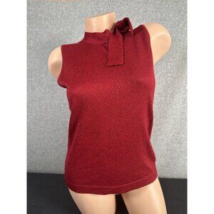 NWT Ann Taylor Loft Womens Sweater Tank Top Red Small Tie Wool Sleeveless Y2K